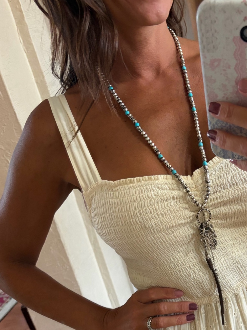 Abrand Silver and Turquoise Beaded necklace